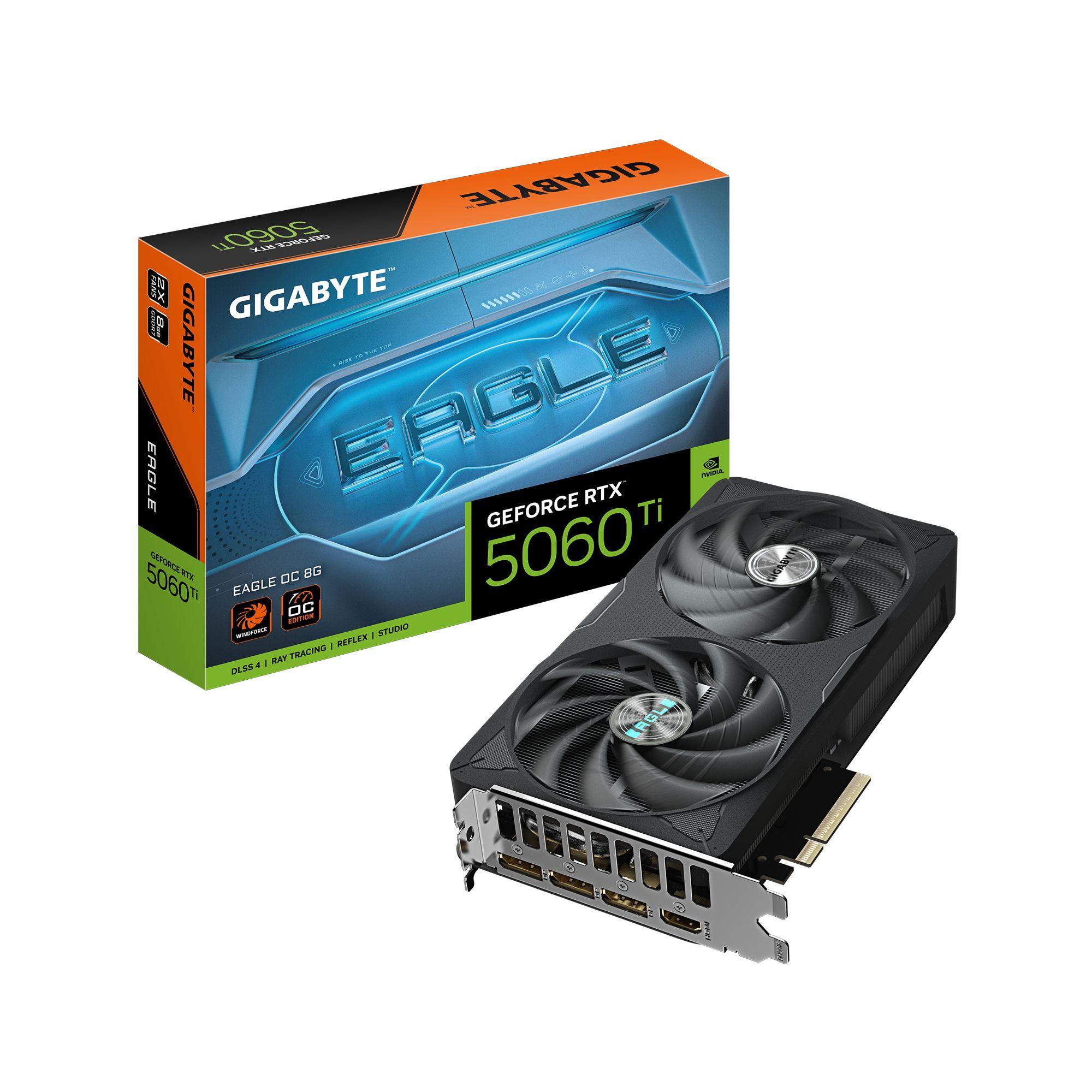 Placa Gráfica GIGABYTE GeForce RTX 5060 Ti EAGLE OC 8G (GeForce RTX 5060 Ti - 28 Gbps - 8 GB - Preto)