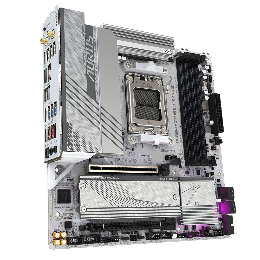 Motherboard GIGABYTE B650M AORUS ELITE AX ICE (AM5 - micro ATX - Duplo canal - Branco), miniatura 3