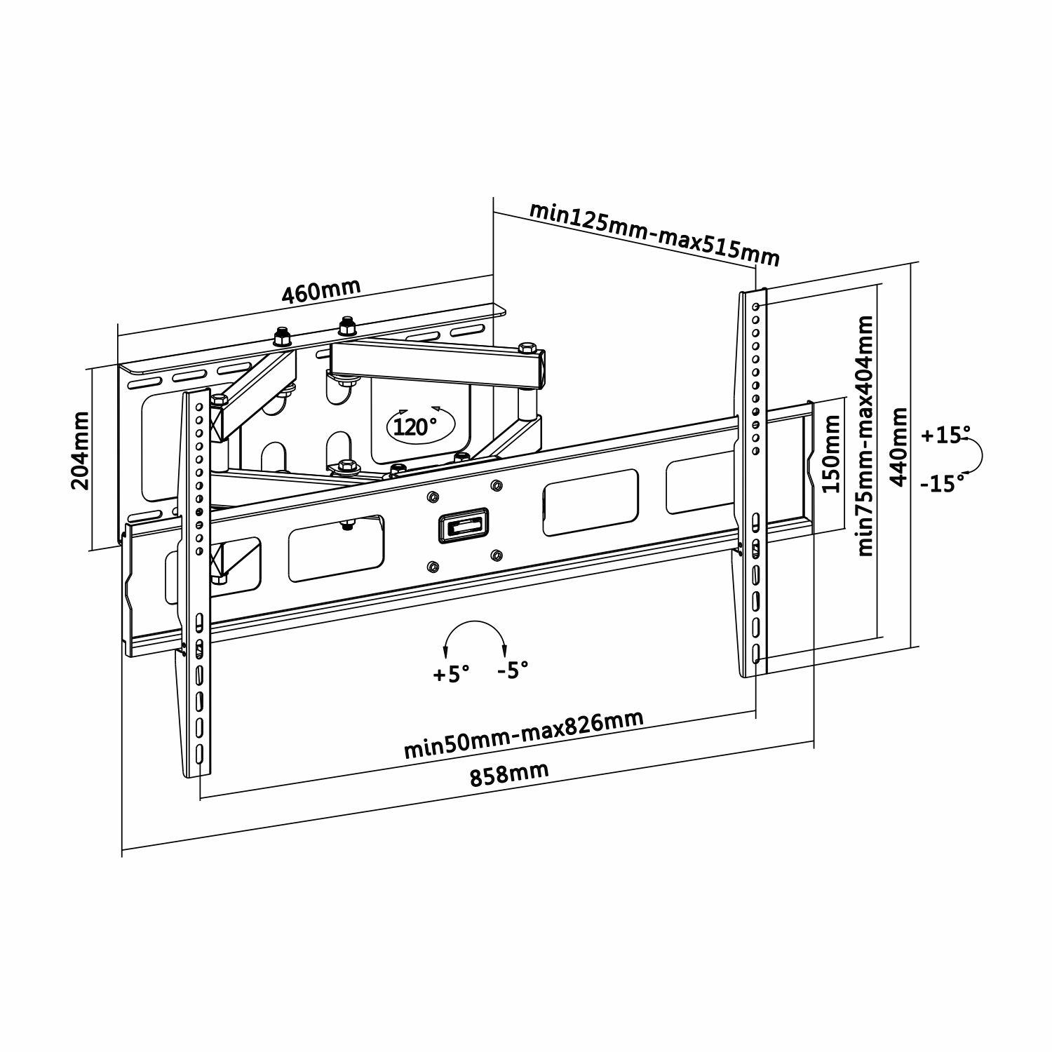 Suporte de Parede para TV AISENS WT70TSLE-029 (37-90" - VESA 800x400 - Preto) — miniatura 8