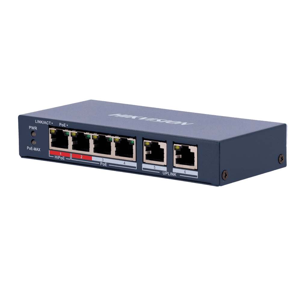 Switch HIKVISION DS-3E0106HP-E (RJ-45 - 10/100 Mbps - Parede ou secretária)