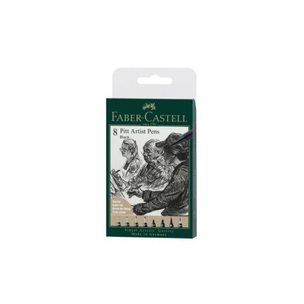 Conjunto de Canetas de Desenho FABER-CASTELL Pitt Artist Pen Farbe 199 8x (Preto)