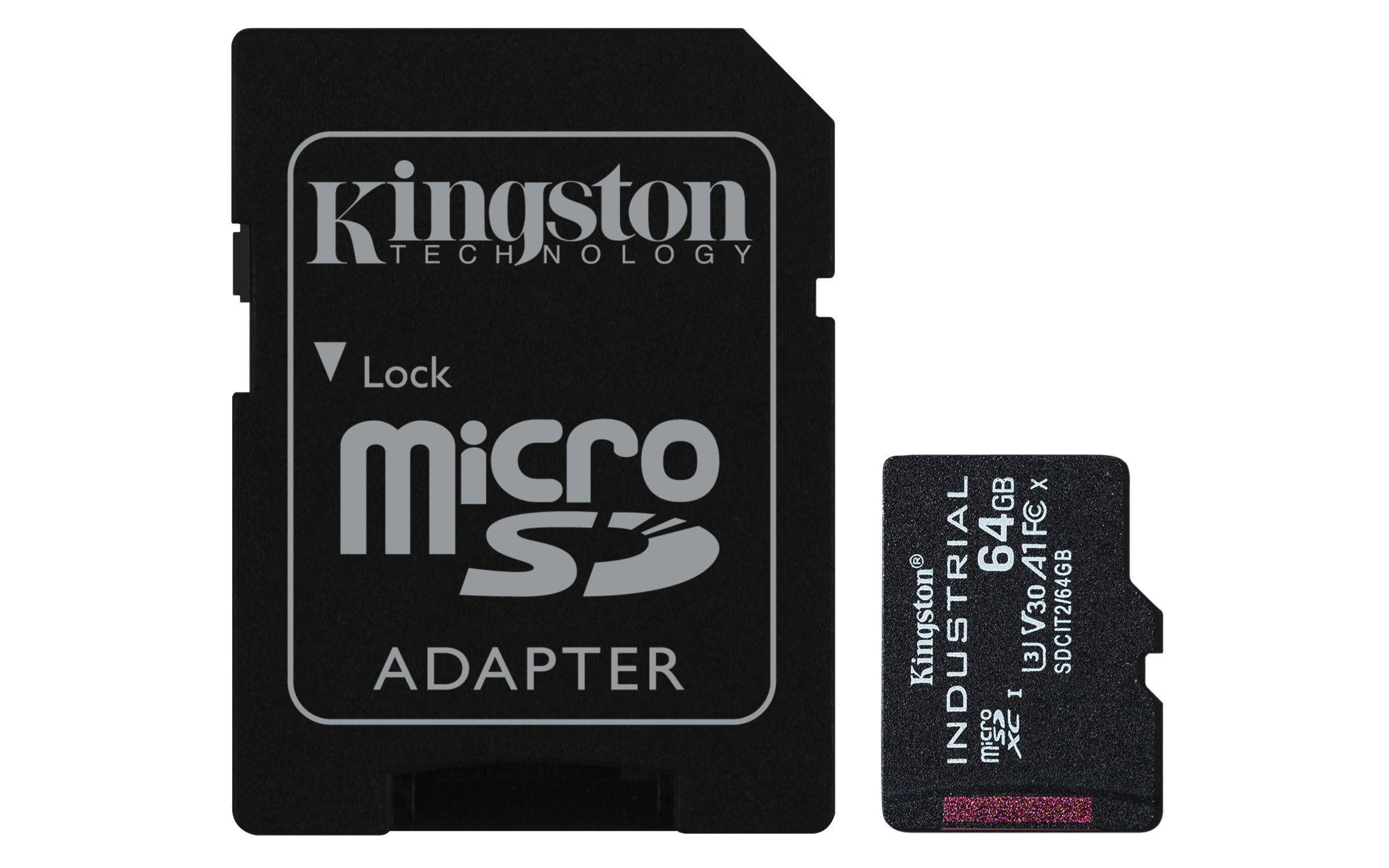 Cartão de Memória KINGSTON Industrial SDCIT2/64GB (64GB - Classe 10 - 100 MB/s - Preto)