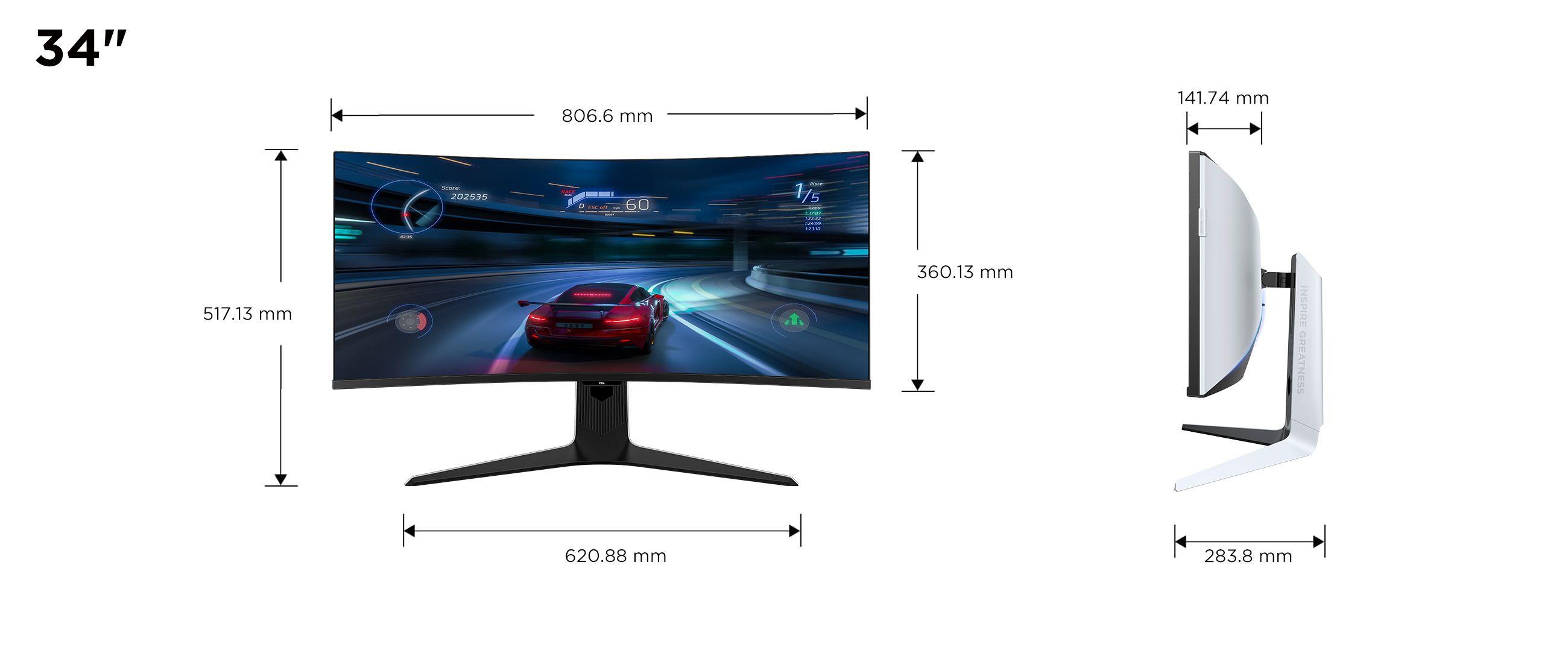 Monitor TCL 34R83Q (37" - Fast VA - 170 Hz - Branco e Preto) — miniatura 3