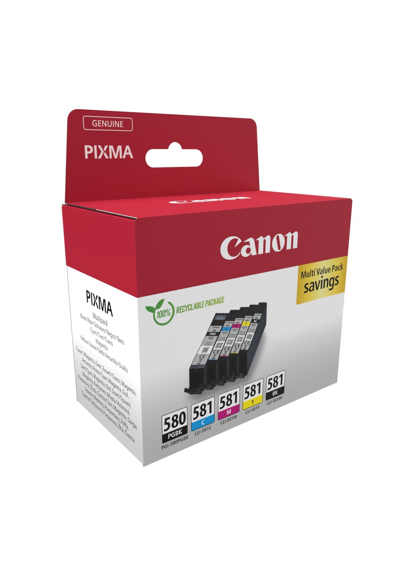 Pack de Tinteiros CANON 2078C008 (PGI580BK / CLI581CMYK - 5 unidades - Preto, Ciano, Magenta e Amarelo), miniatura 2