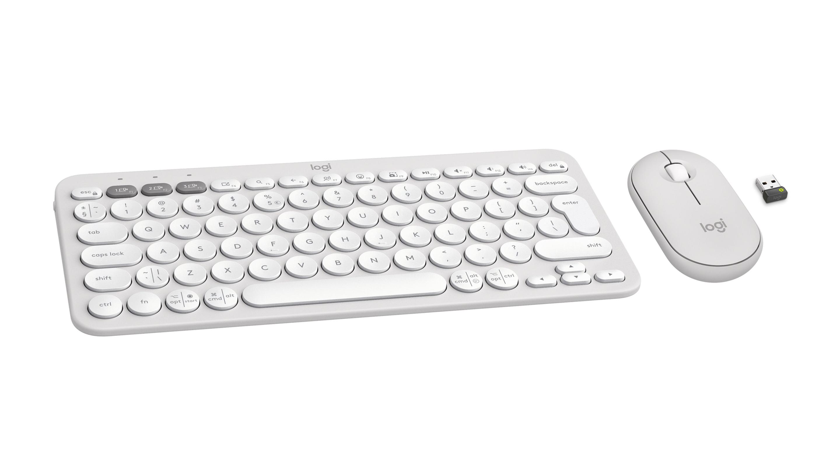 Conjunto de Teclado e Rato LOGITECH Pebble 2 Combo (Estados Unidos - Teclas tesoura - Mini - Branco) — miniatura 3