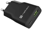 Carregador de Parede NATEC Ribera Slim (20 W - PD 3.0 - QC 3.0 - Preto)
