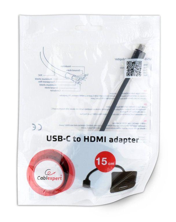 Adaptador USB-C para HDMI GEMBIRD A-CM-HDMIF-01 (0,15 m - USB-C 3.1 - Preto), miniatura 2