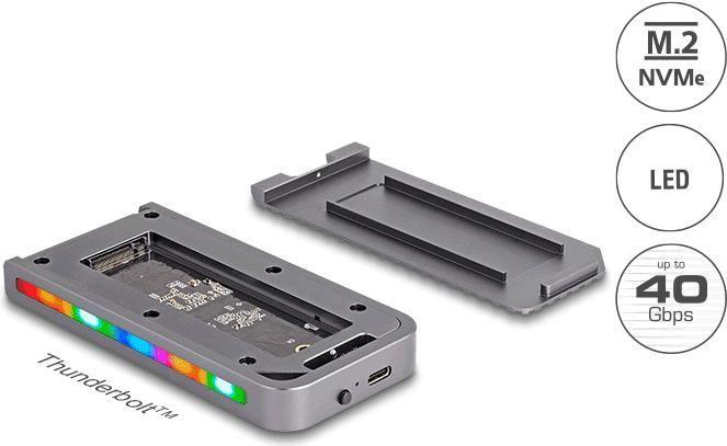 Caixa Externa para SSD M.2 NVMe DELOCK 42025 (2280, 2260 e 2242 - USB-C - SSD M.2 PCIe NVMe - Cinzento)