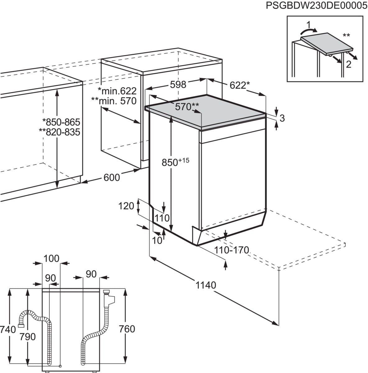 Máquina de Lavar Loiça Independente AEG FFB74907ZM (14 talheres - B - 10,5 l - Inox) — miniatura 14