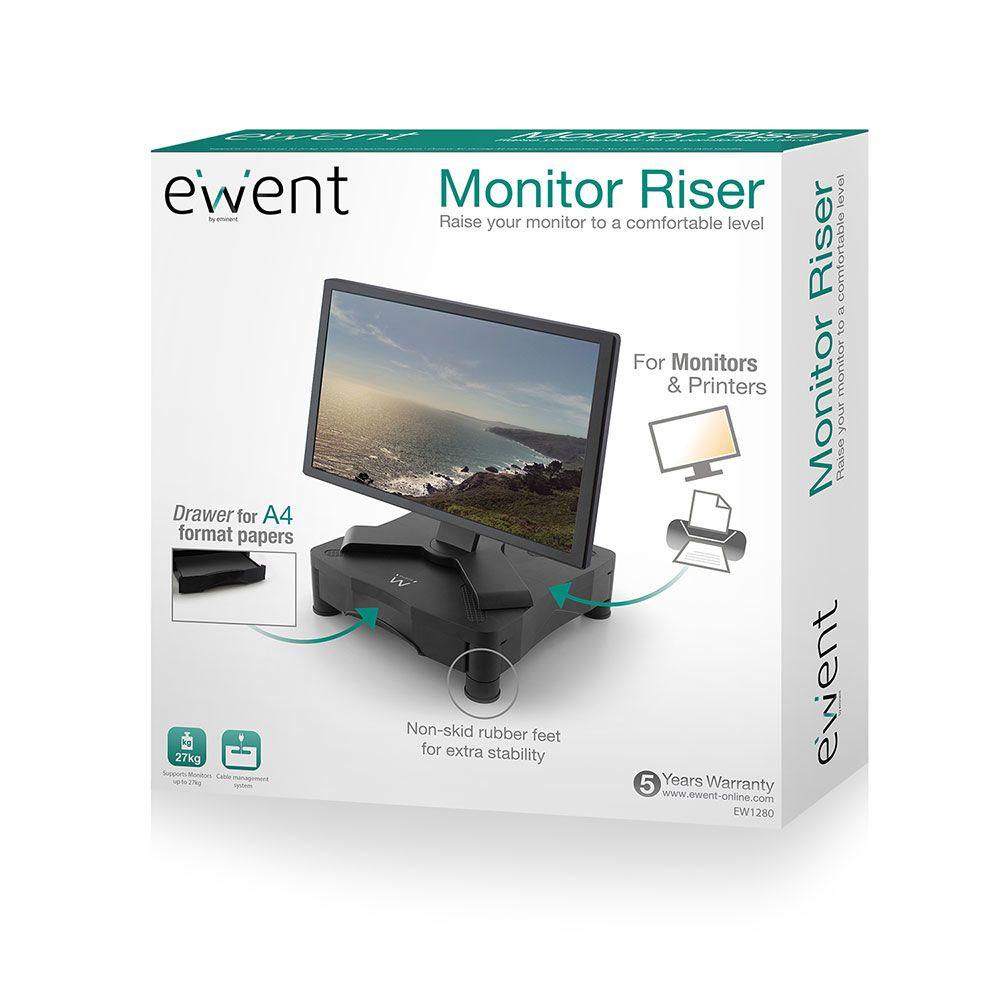 Base Elevatória para Monitor EWENT EW1280 (27 kg - Secretária - Preto), miniatura 3