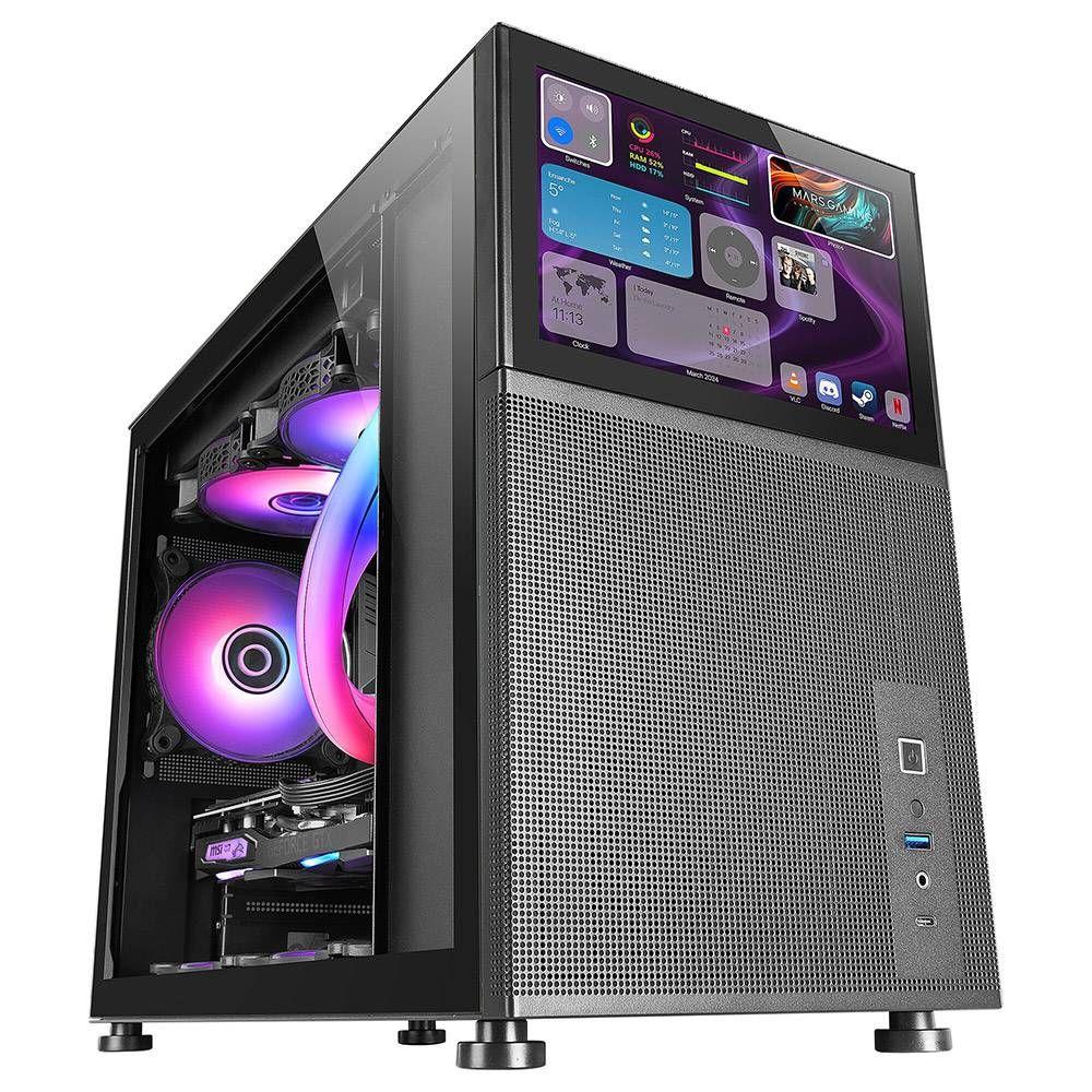 Caixa PC MARS GAMING MC-LCD (Micro-ATX - Ecrã IPS 8" - Preto) — miniatura 2