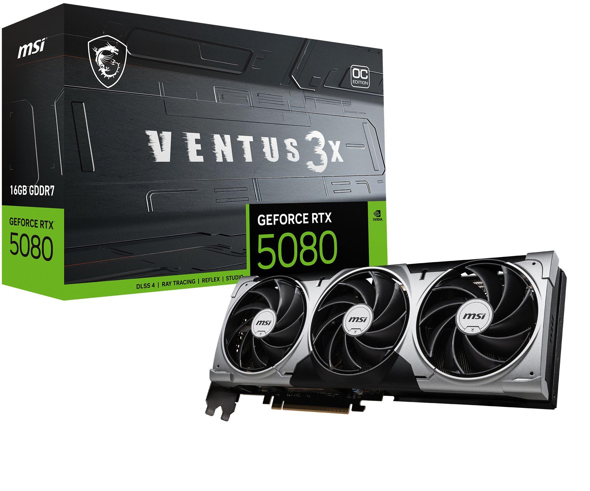 Placa Gráfica MSI GeForce RTX 5080 16G Ventus 3X OC (GeForce RTX 5080 - 16 GB - 256 bit - Cinzento)