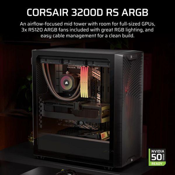 Caixa PC CORSAIR 3200D RS ARGB Performance (Mini-ITX, Micro-ATX, ATX - Midi Tower - Aço, vidro temperado, plástico - Cinza Escuro) — miniatura 4