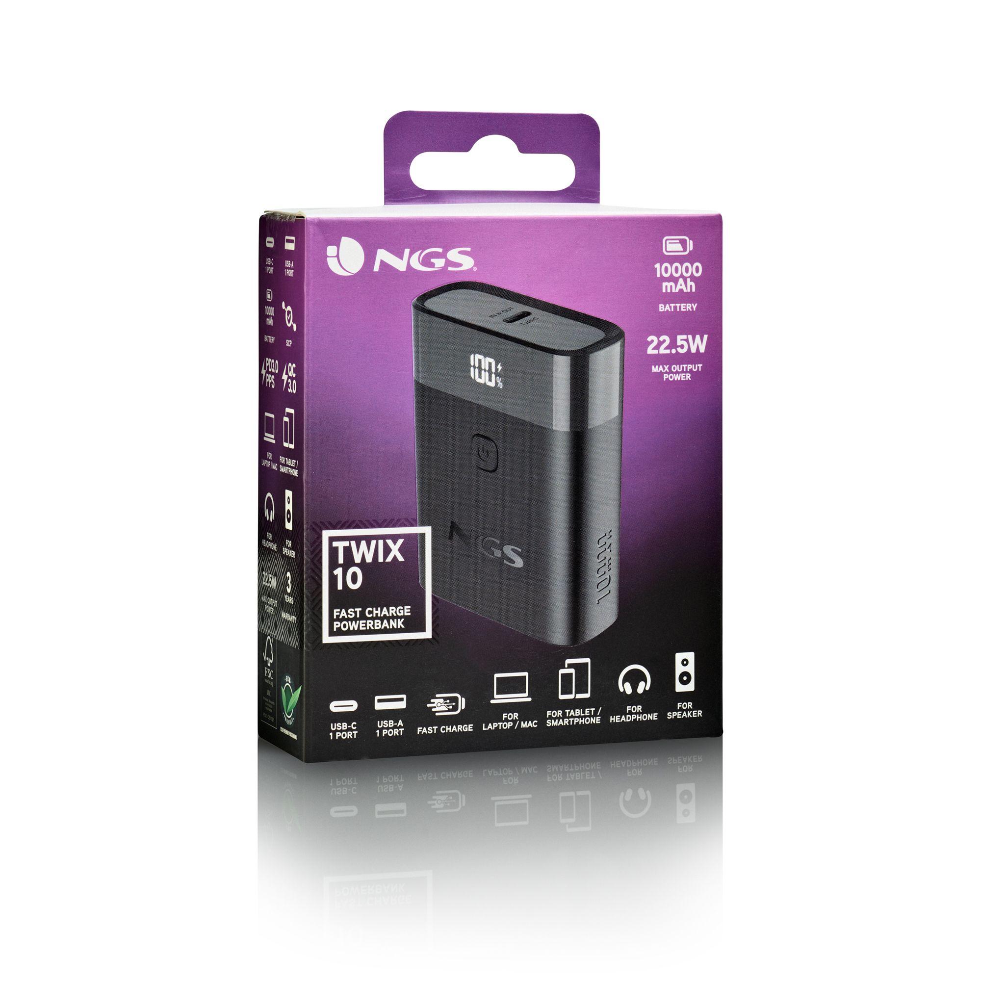 Bateria Externa NGS TWIX10 (Universal - USB-C - Preto), miniatura 7