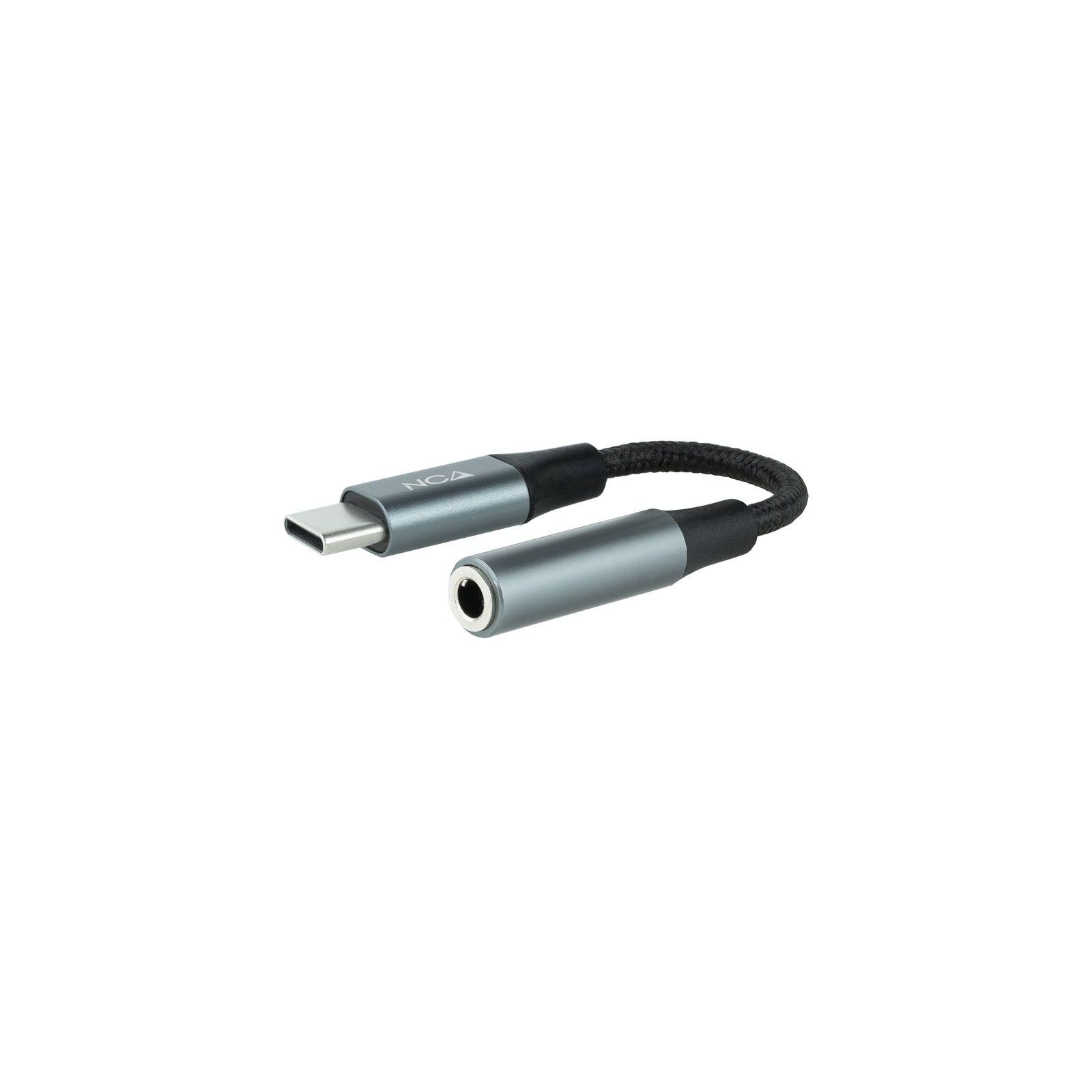 Cabo Adaptador de Áudio NANOCABLE 10.24.1204 (0,11 m - Jack 3,5 mm - USB-C - Preto/Cinzento)