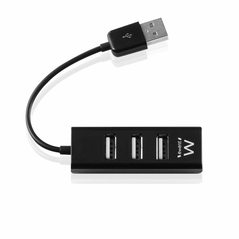 Hub USB EWENT EW1123 (0,12 m - USB 2.0, USB 1.1 - Preto)