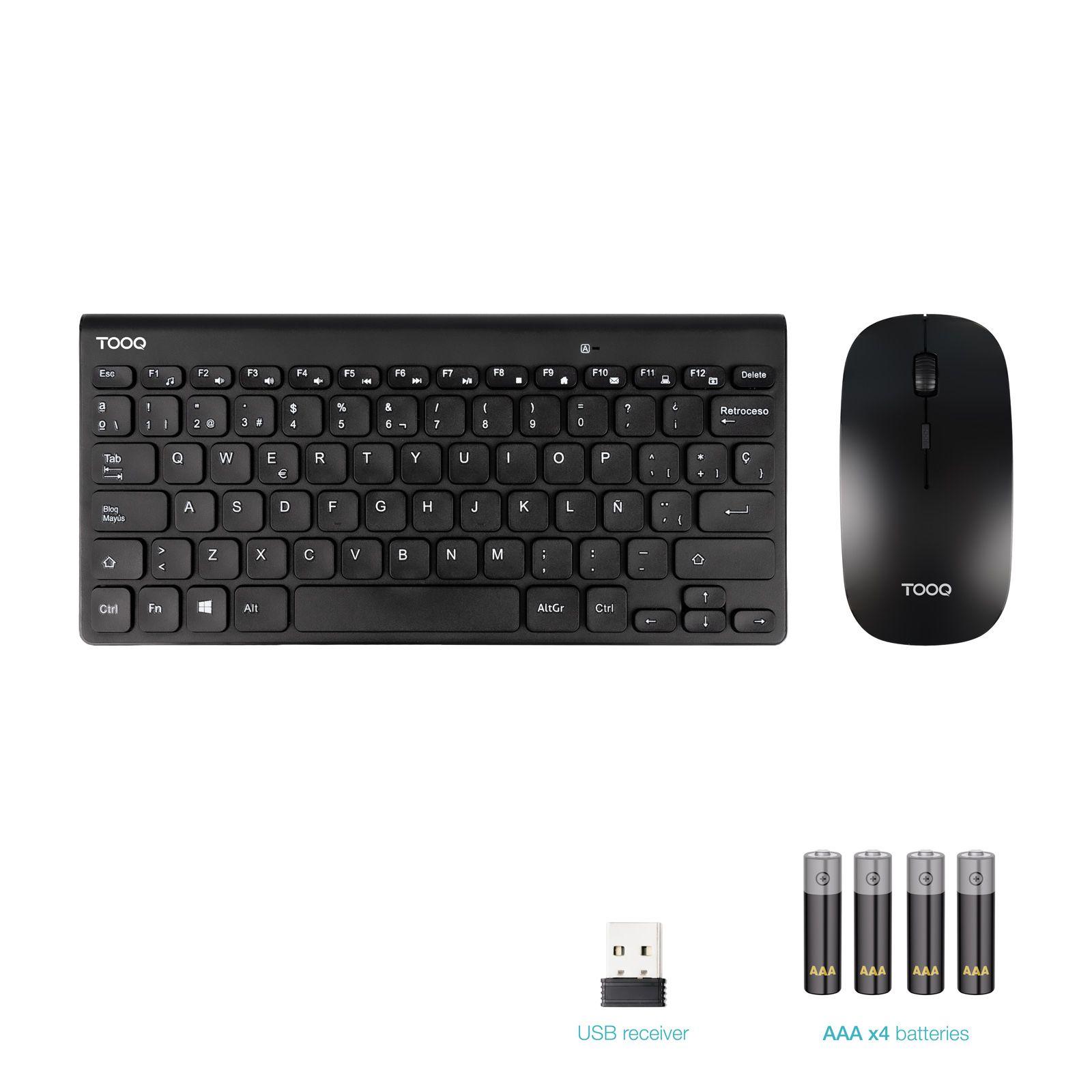 Teclado e Rato TOOQ TQKMW-3101-B (Interruptor de membrana - Compacto - RF Wireless - Preto) — miniatura 2