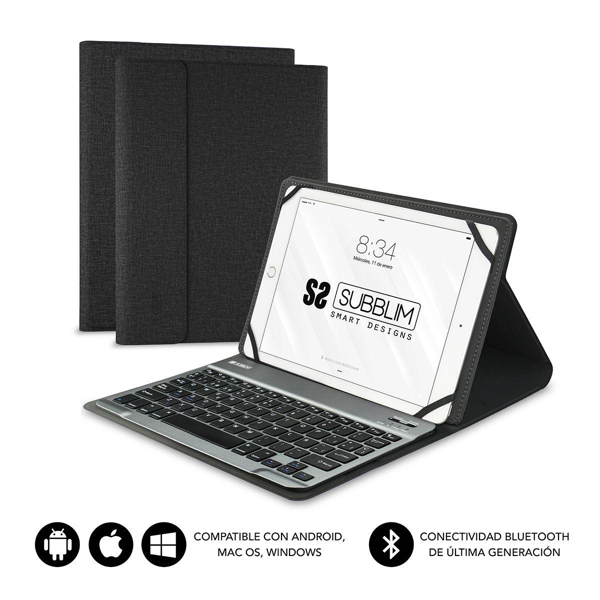 Capa com Teclado SUBBLIM Keytab Pro (Android, Windows Mobile, iOS - Espanhol - QWERTY - Preto)