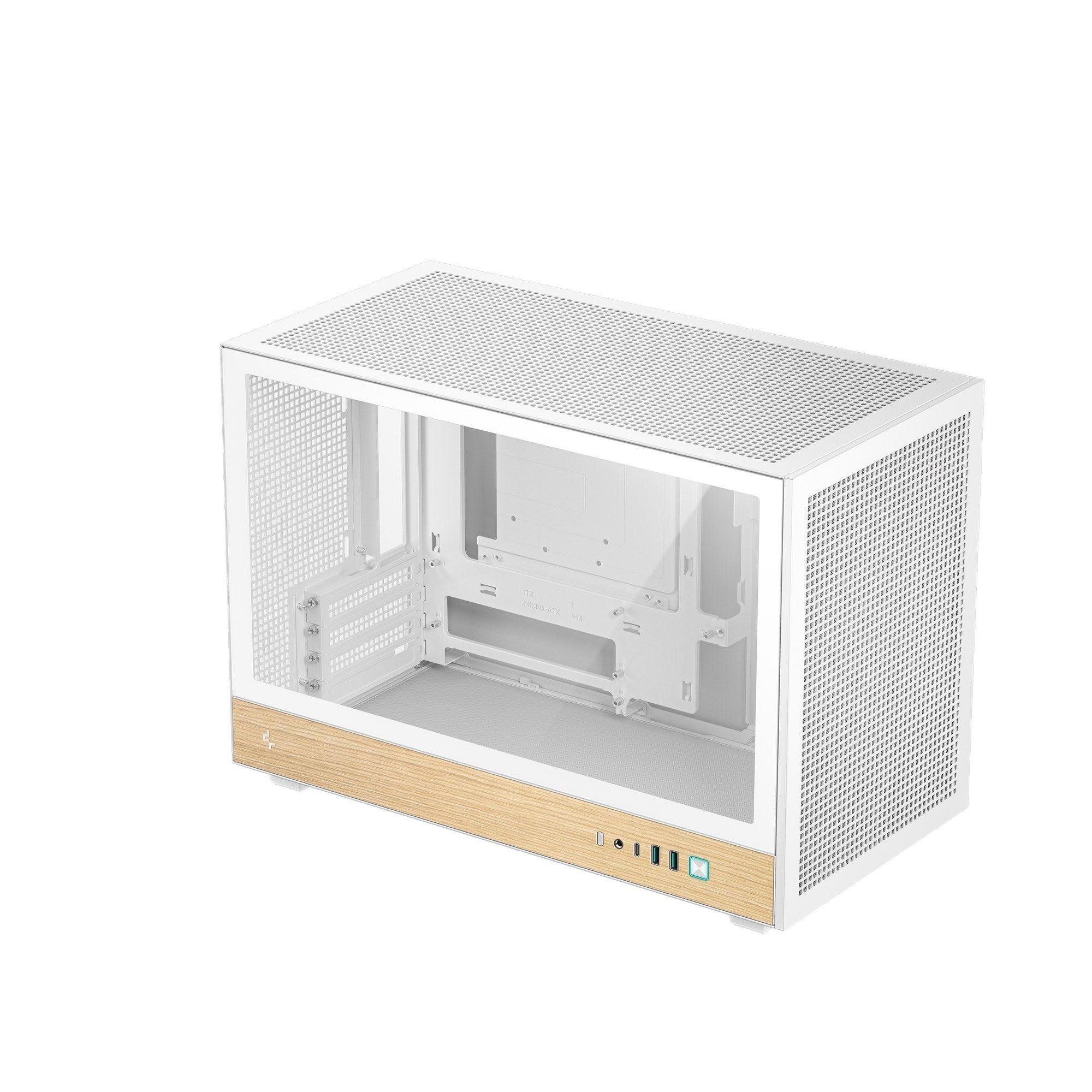 Caixa Semi-Torre Micro-ATX DEEPCOOL CH260 WOOD WH (Mini-ITX, Micro ATX - PC - 17,4 cm - Branco e Madeira)
