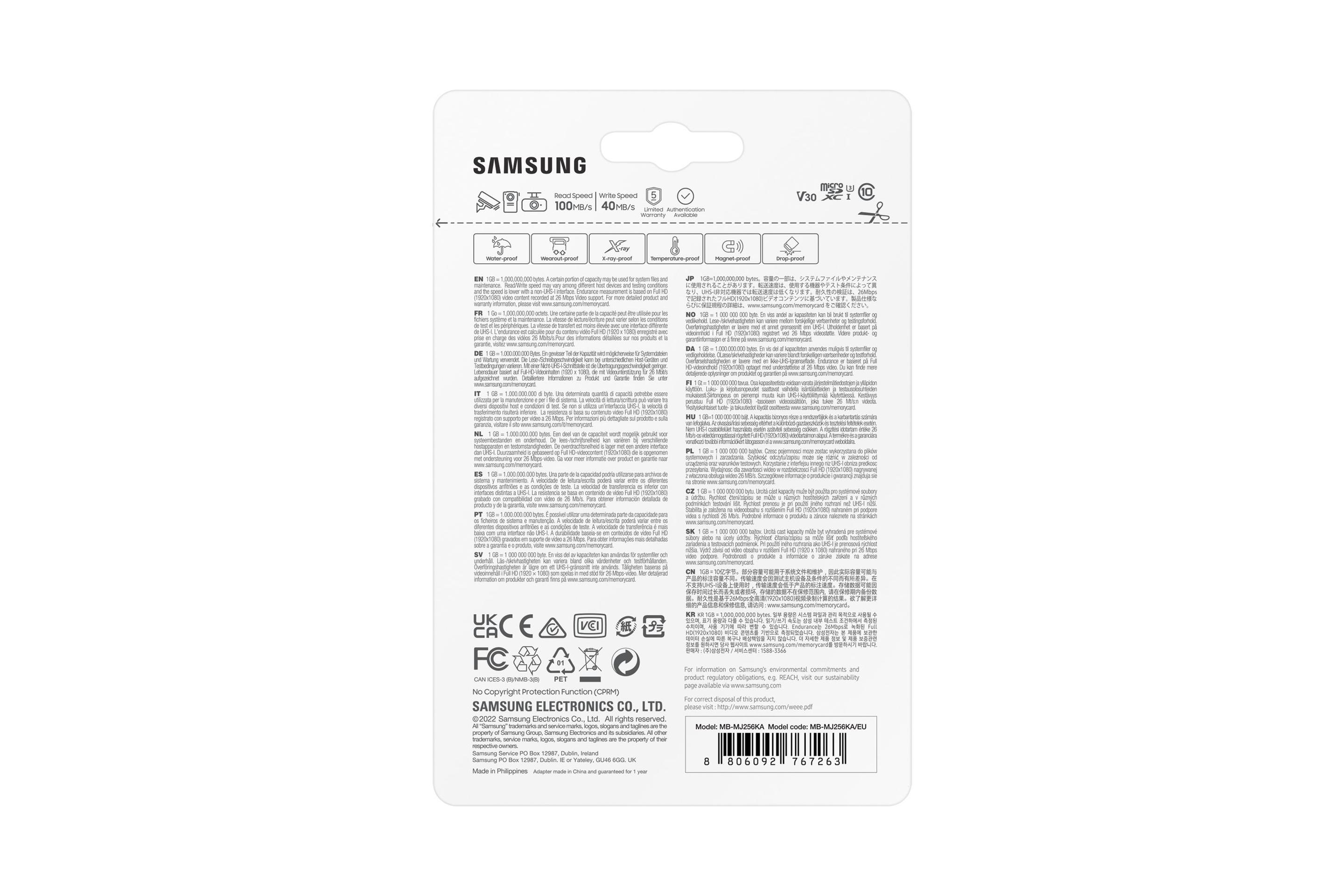 Cartão de Memória SAMSUNG PRO Endurance MB-MJ256KA/EU (256GB - Classe 10 - 100 MB/s - Branco), miniatura 6