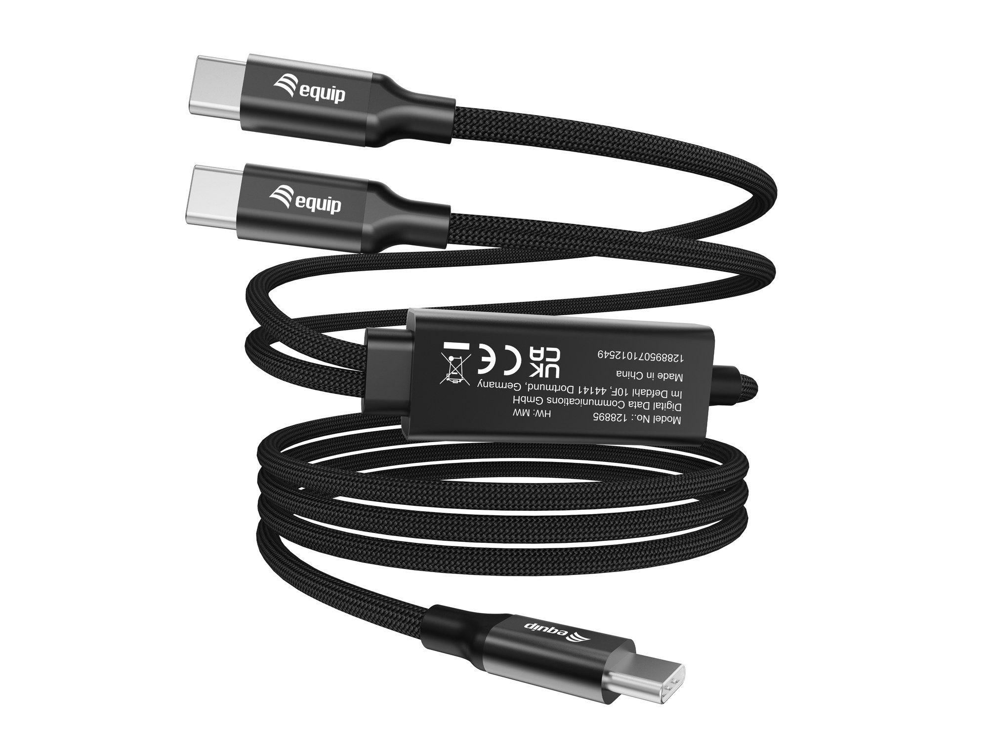 Cabo USB-C em Y EQUIP 128895 (1,5 m - 2 x USB C - USB C - Preto) — miniatura 3