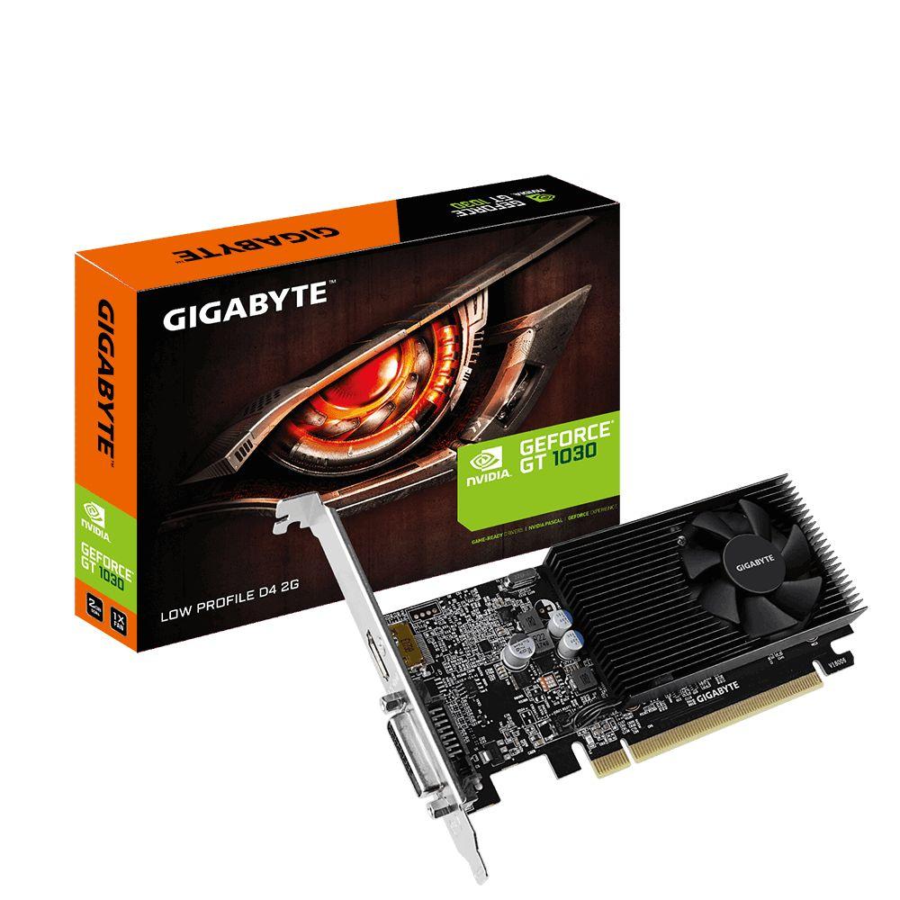Placa Gráfica GIGABYTE GeForce GT 1030 Low Profile D4 2G (GeForce GT 1030 - 2100 MHz - 2 GB - Preto)