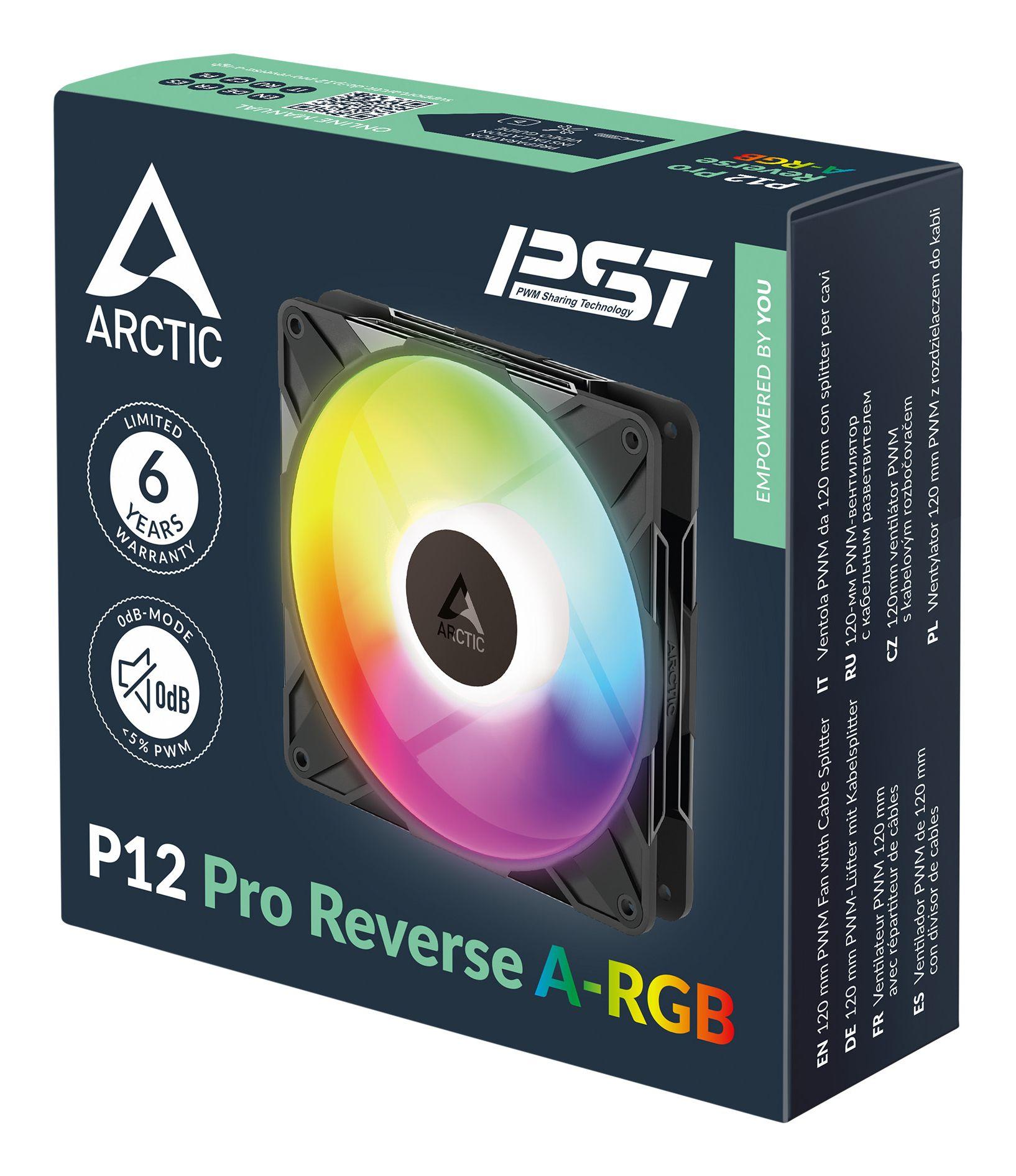 Conjunto de Ventoinhas para Caixa PC ARCTIC P12 Pro Reverse A-RGB (Preto) — miniatura 7