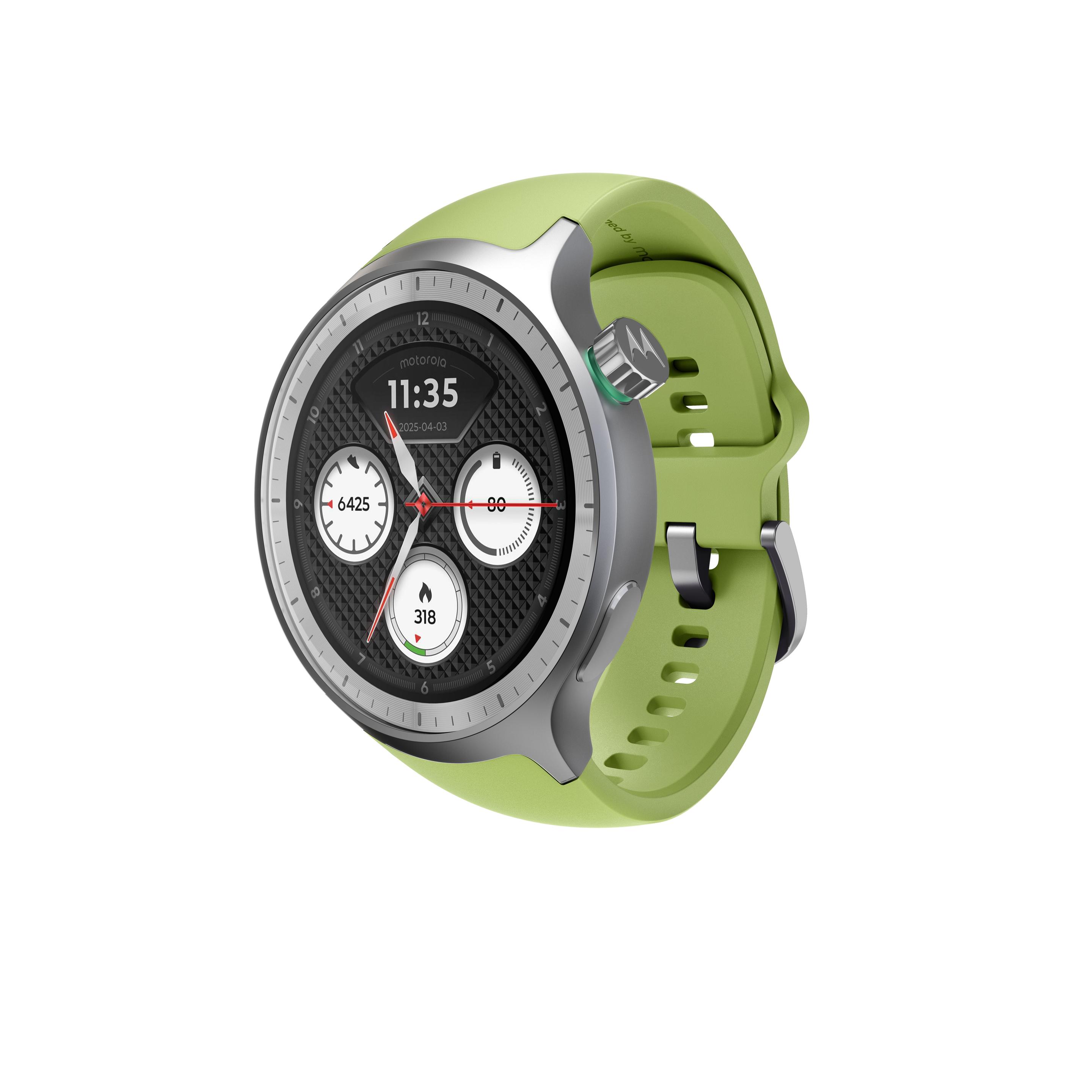 Smartwatch MOTOROLA Moto Watch Special Edition (Redondo - Android - OLED - Prateado e Verde) — miniatura 3