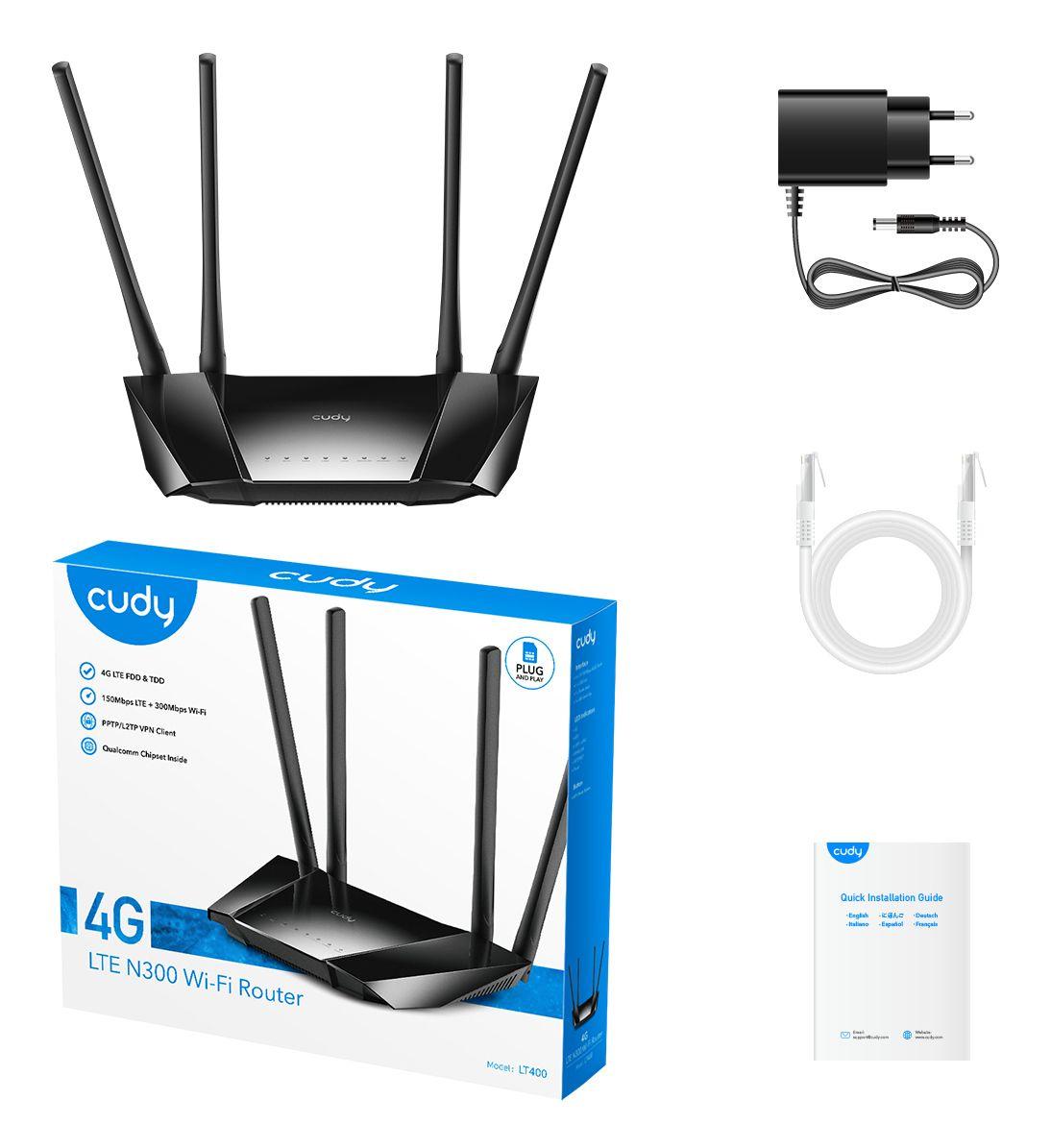 Router 4G LTE CUDY LT400 (Wi-Fi 4 - 300 Mbit/s - 2,4 GHz, banda única - Preto), miniatura 5