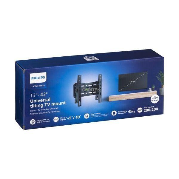 Suporte de Parede para TV PHILIPS SQM7221/00 (13–43 polegadas - 45 kg - +5° a -15° - Preto)