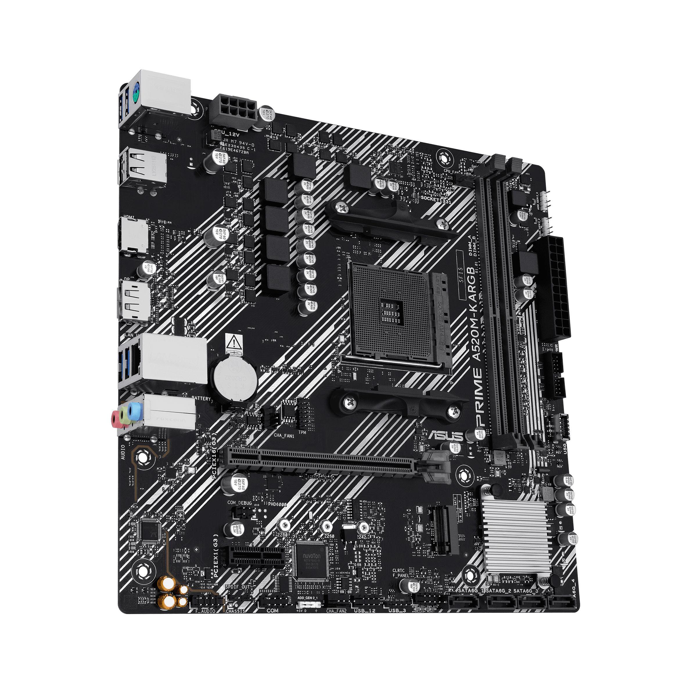 Motherboard ASUS PRIME A520M-K ARGB (AM4 - micro ATX - Duplo canal - Preto e Branco), miniatura 3