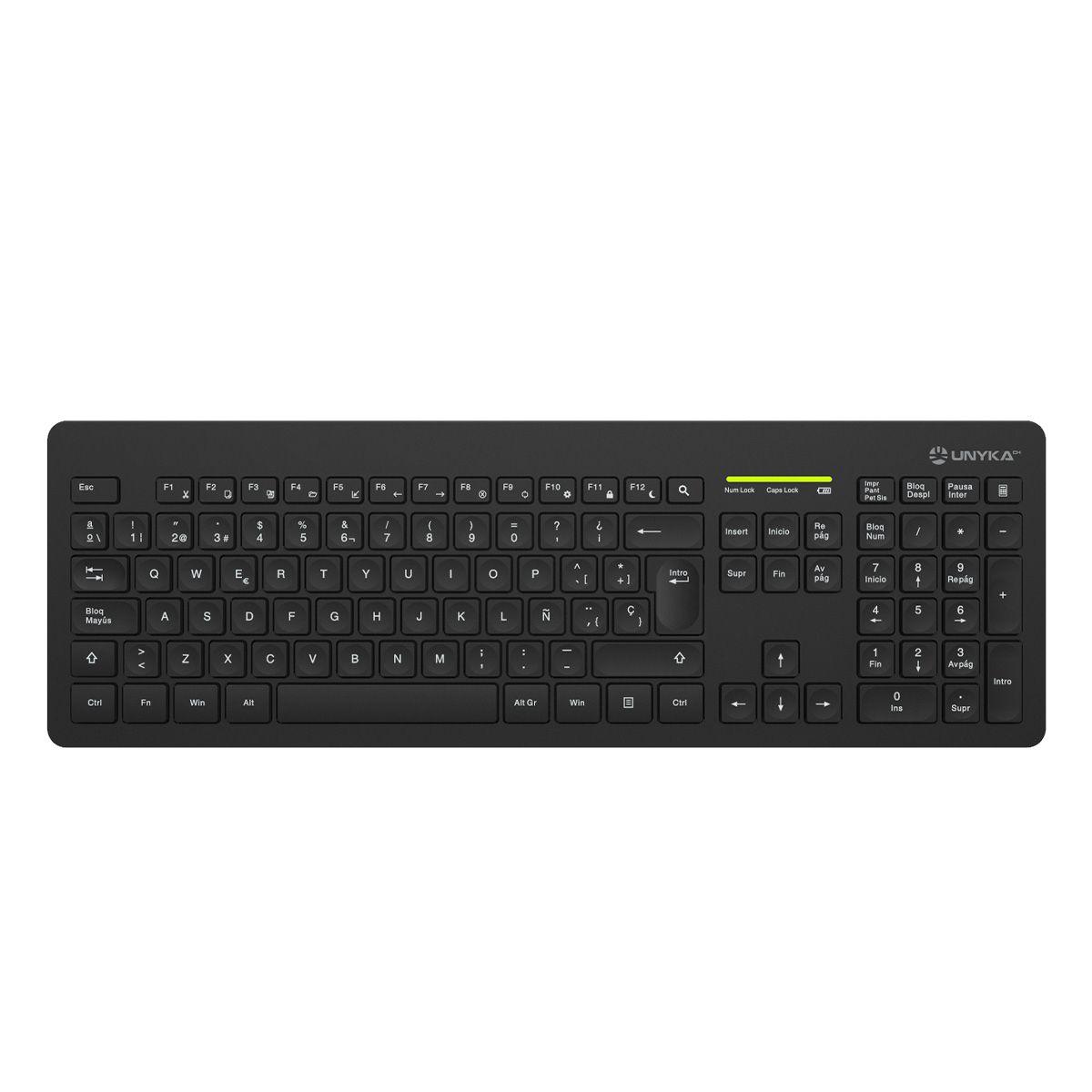 Teclado e Rato UNYKACH MK212 Pro Slim (Espanhol - Tamanho completo - RF Wireless - Preto), miniatura 2