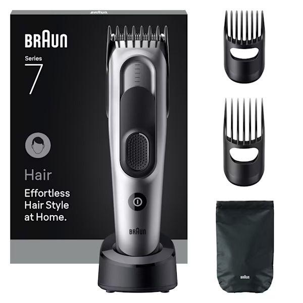 Máquina de Cortar Cabelo BRAUN HC7590 (Preto e Prateado)