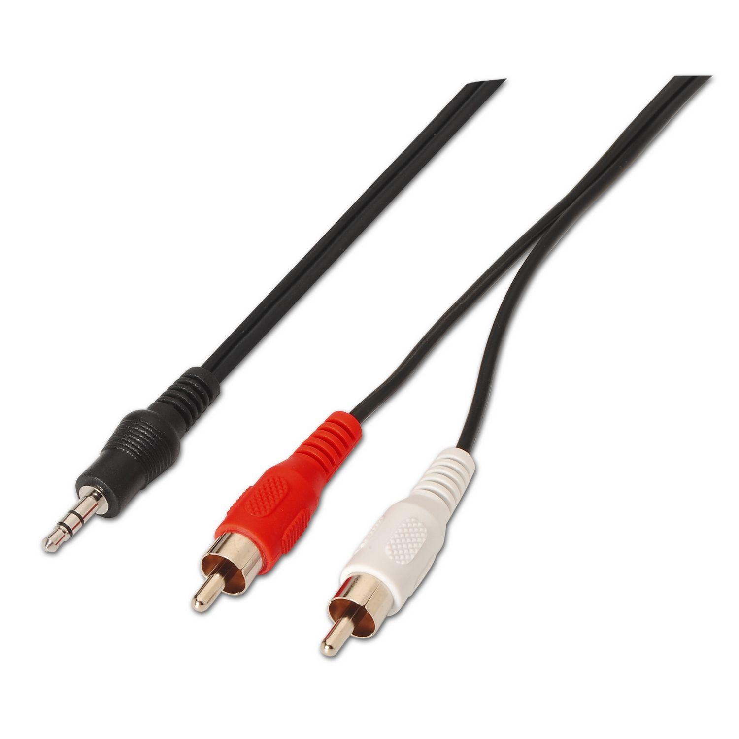 Cabo de Áudio Estéreo AISENS A128-0148 (3 m - 3,5 mm - 2 x RCA - Preto)