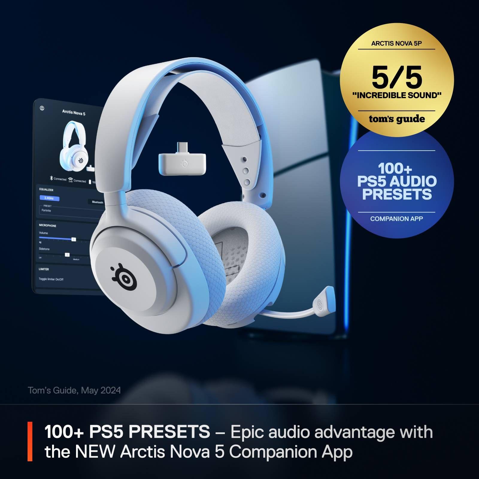 Headset Gaming STEELSERIES Arctis Nova 5P Wireless (Binaural - Com fios e sem fios - Circum-aural - Branco) — miniatura 3