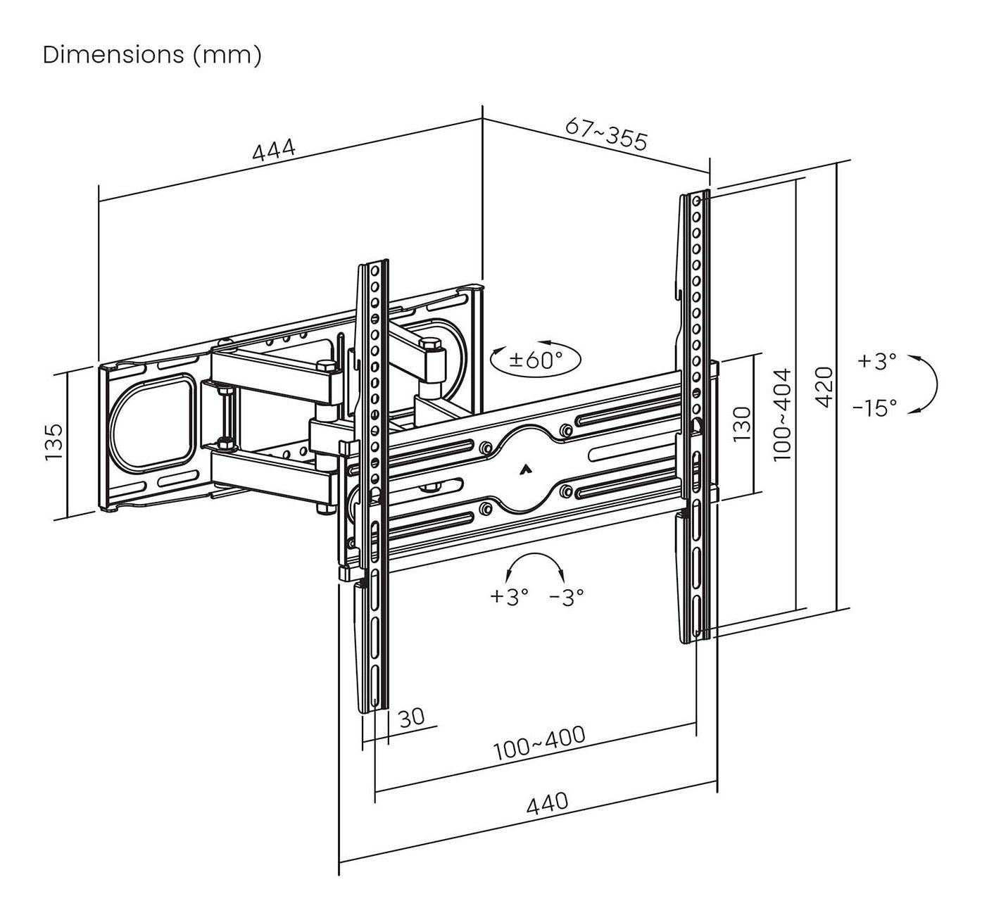 Suporte de Parede TV AISENS WT70TSLE-325 (32-70" - VESA 400x400 - Preto), miniatura 7