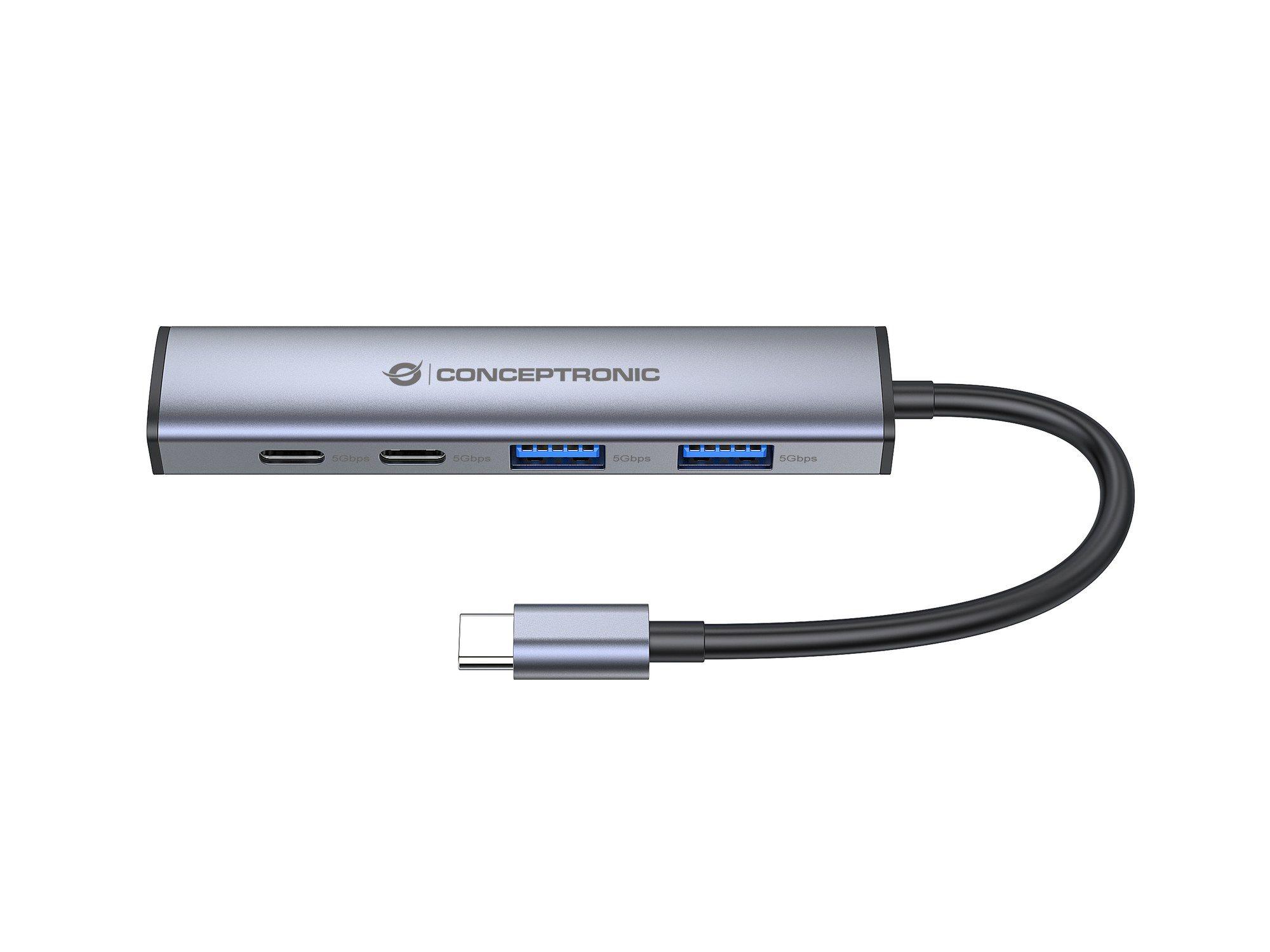 Hub USB-C CONCEPTRONIC HUBBIES22G (Cinzento) — miniatura 3