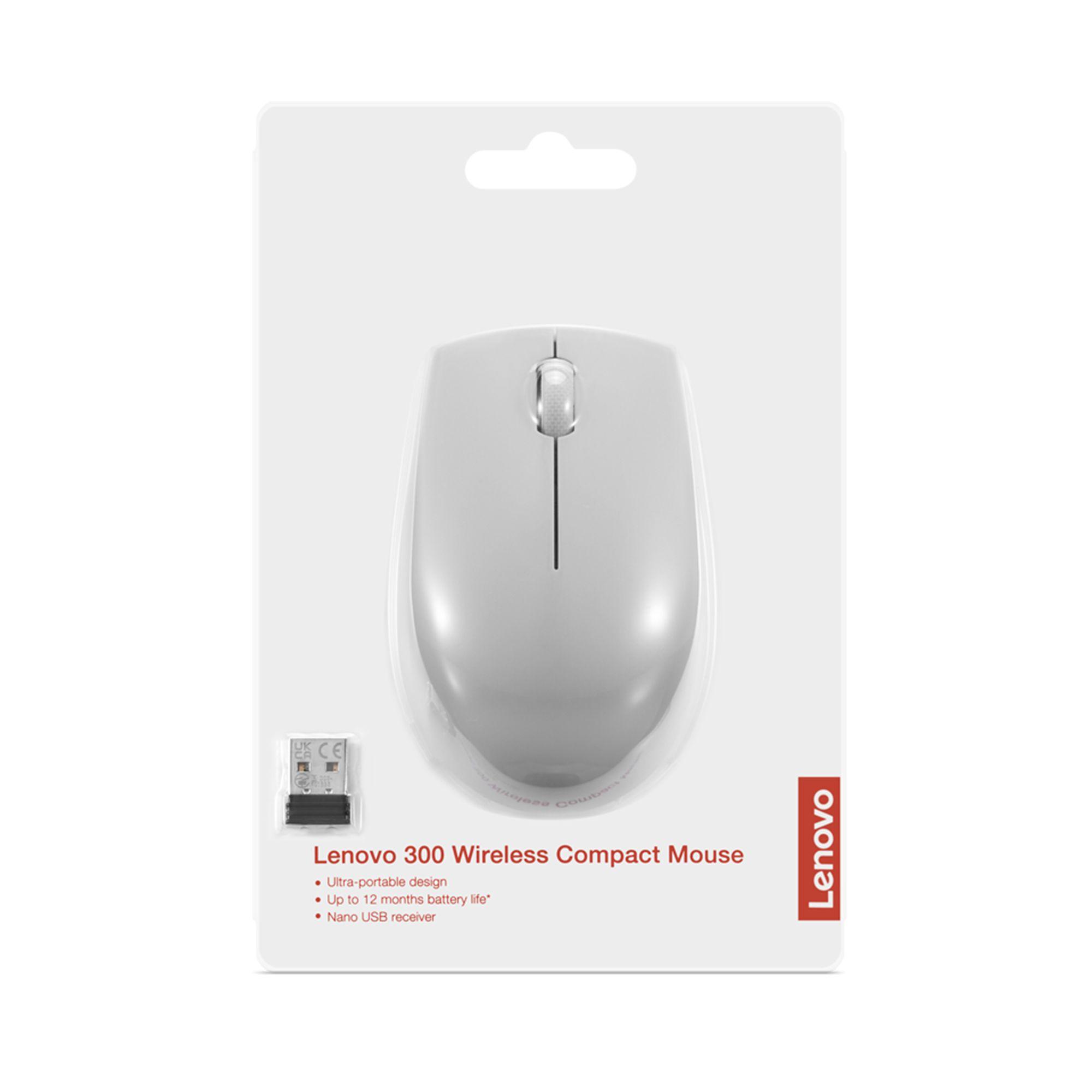 Rato LENOVO 300 Compact Wireless (Ambidestro - 1000 DPI - Ótico - Cinzento) — miniatura 7