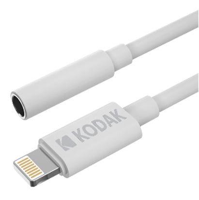 Cabo Adaptador de Áudio KODAK 30425842 (11 cm - Lightning macho - Jack de 3,5 mm fêmea - Branco)