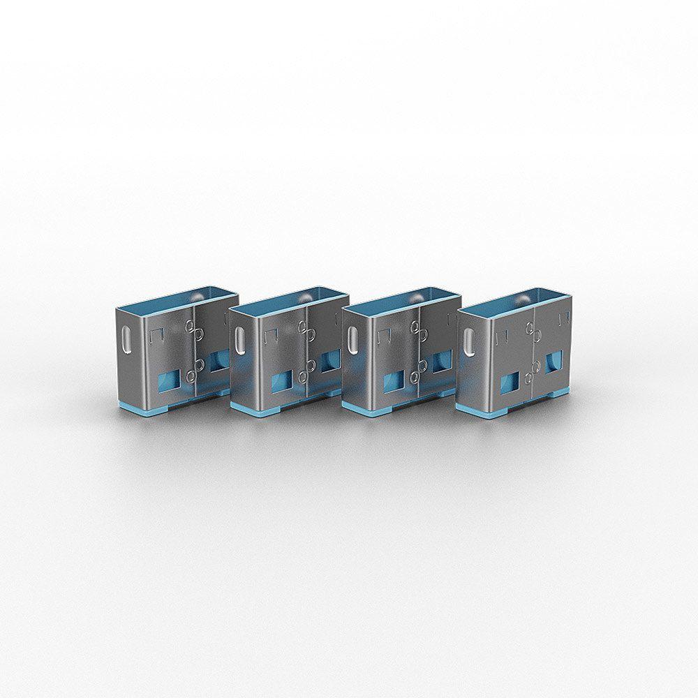 Bloqueador de Porta USB LINDY 40452 (4 Bloqueadores + 1 Chave - Azul), miniatura 2
