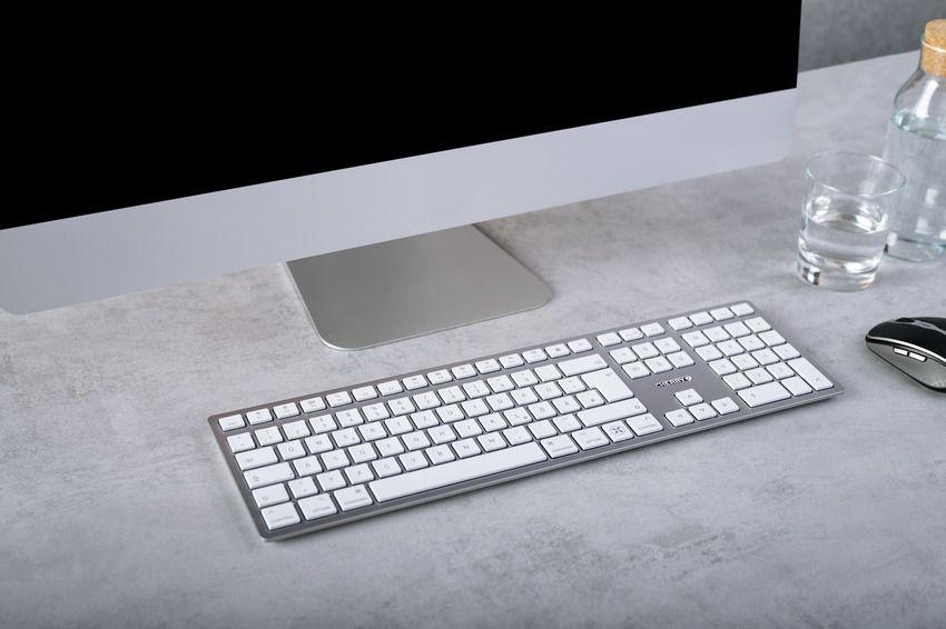 Teclado CHERRY KW 9100 SLIM FOR MAC (Alemão - Cherry SX - USB + Bluetooth - Prateado) — miniatura 2