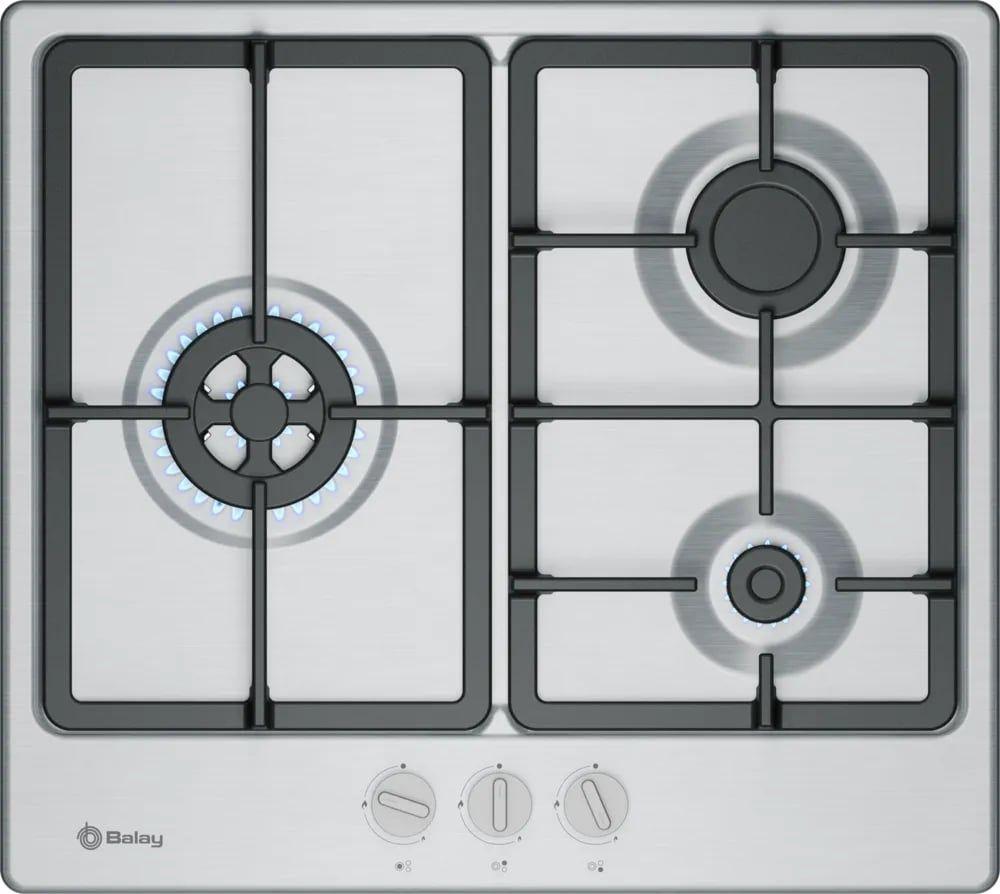 Placa de Gás Encastre BALAY 3ETX563CB (Aço inoxidável - Rotativo - Altura 4,5 cm - Inox)