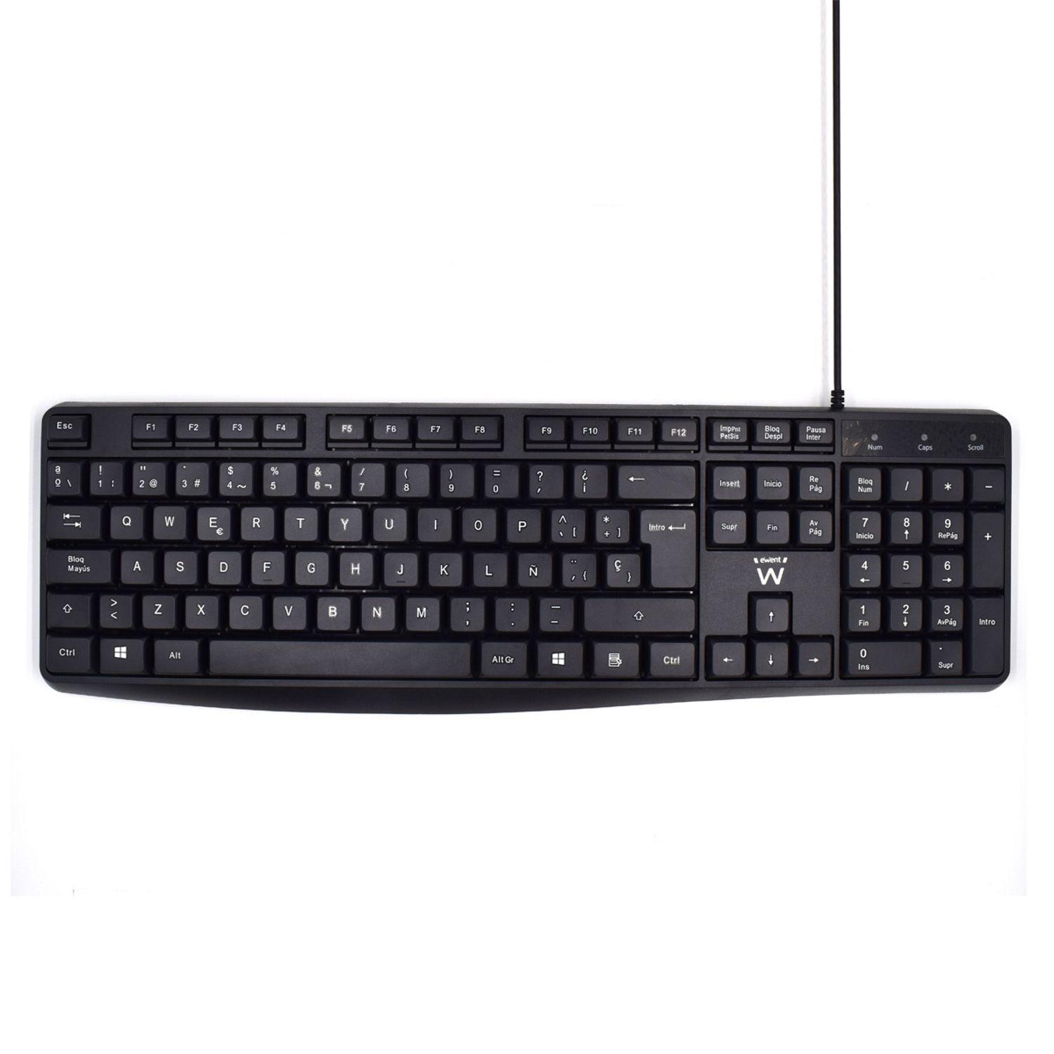 Teclado EWENT EW3001 (Espanhol - Interruptor de membrana - Tamanho completo - Preto)