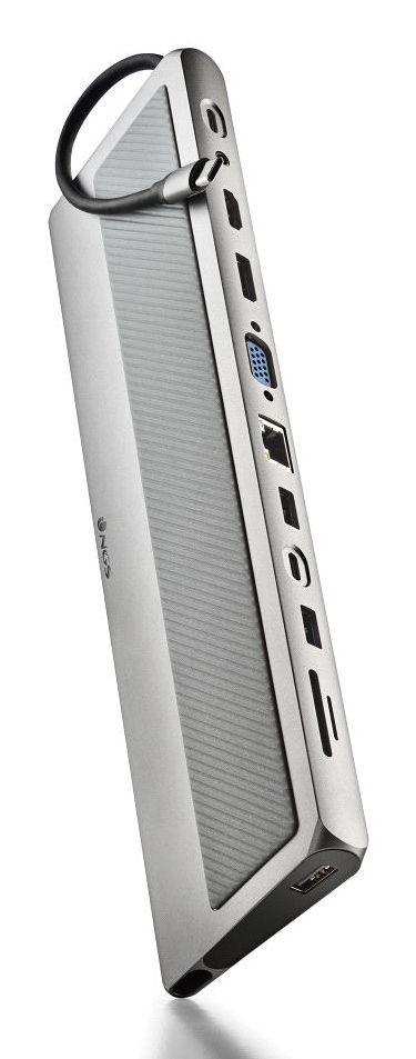 Adaptador Multiportas NGS WONDERDOCK12PRO (0,18 m - USB Type-C - Windows, Mac - Prateado)