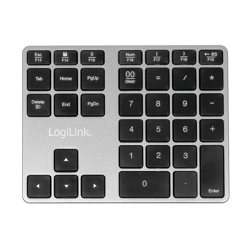 Teclado LOGILINK ID0187 (Bluetooth - Universal - Alumínio e Preto) — miniatura 2