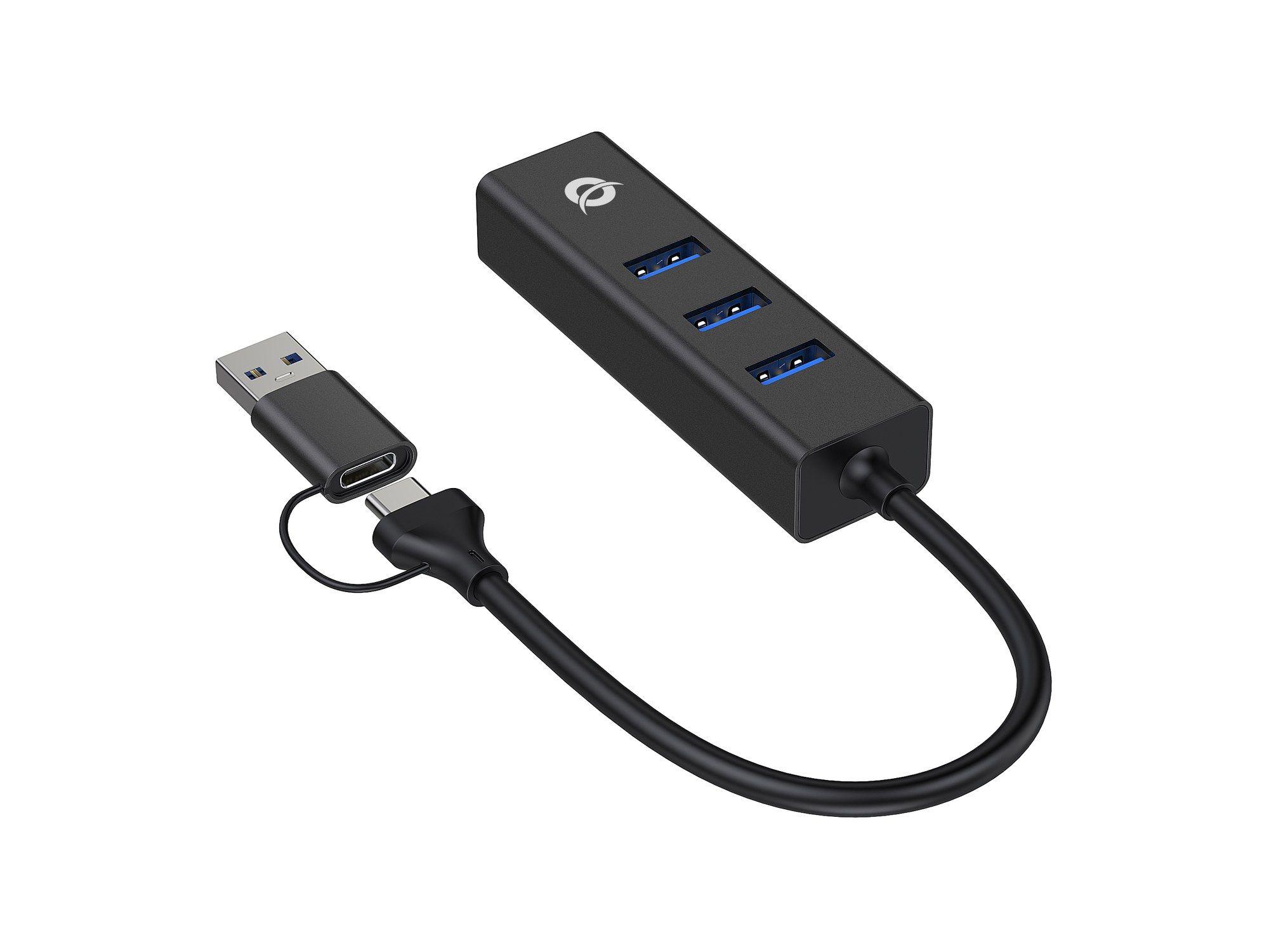 Hub USB CONCEPTRONIC DONN07BA (3x USB 3.0 - Gigabit Ethernet - Preto) — miniatura 2