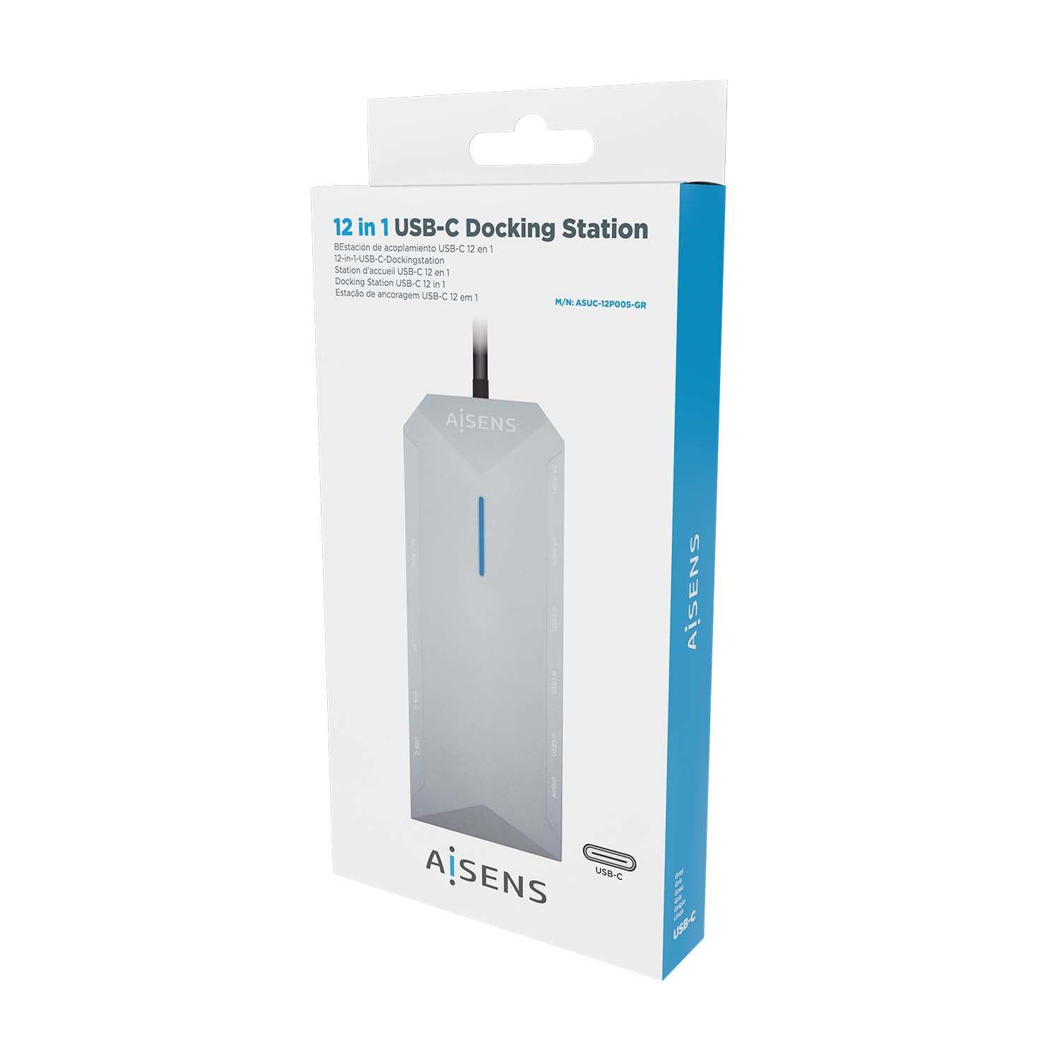 Hub USB-C AISENS ASUC-12P005-GR (0,3 m - Cinzento), miniatura 6