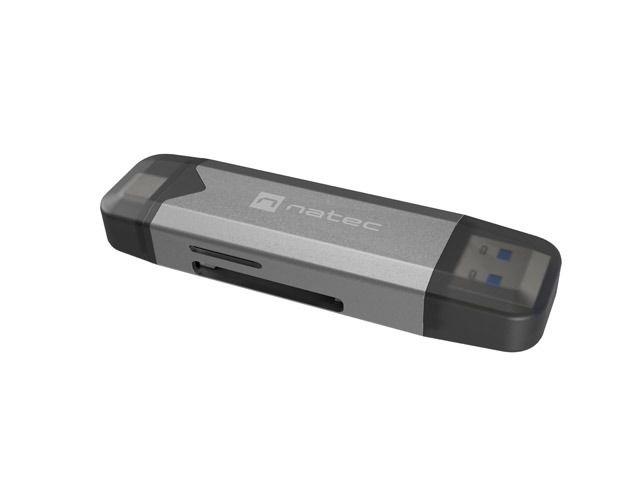 Leitor de Cartões de Memória NATEC SCARAB 3 (USB 3.1 - Cinzento Escuro)