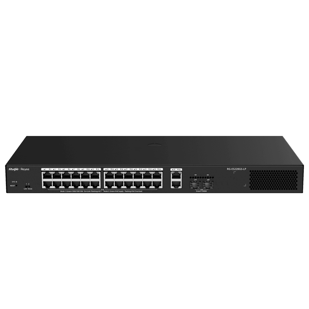 Switch de Rede Gerido REYEE RG-ES228GS-LP (10/100/1000 Mbit/s - 56 Gbit/s - L2 - Preto)