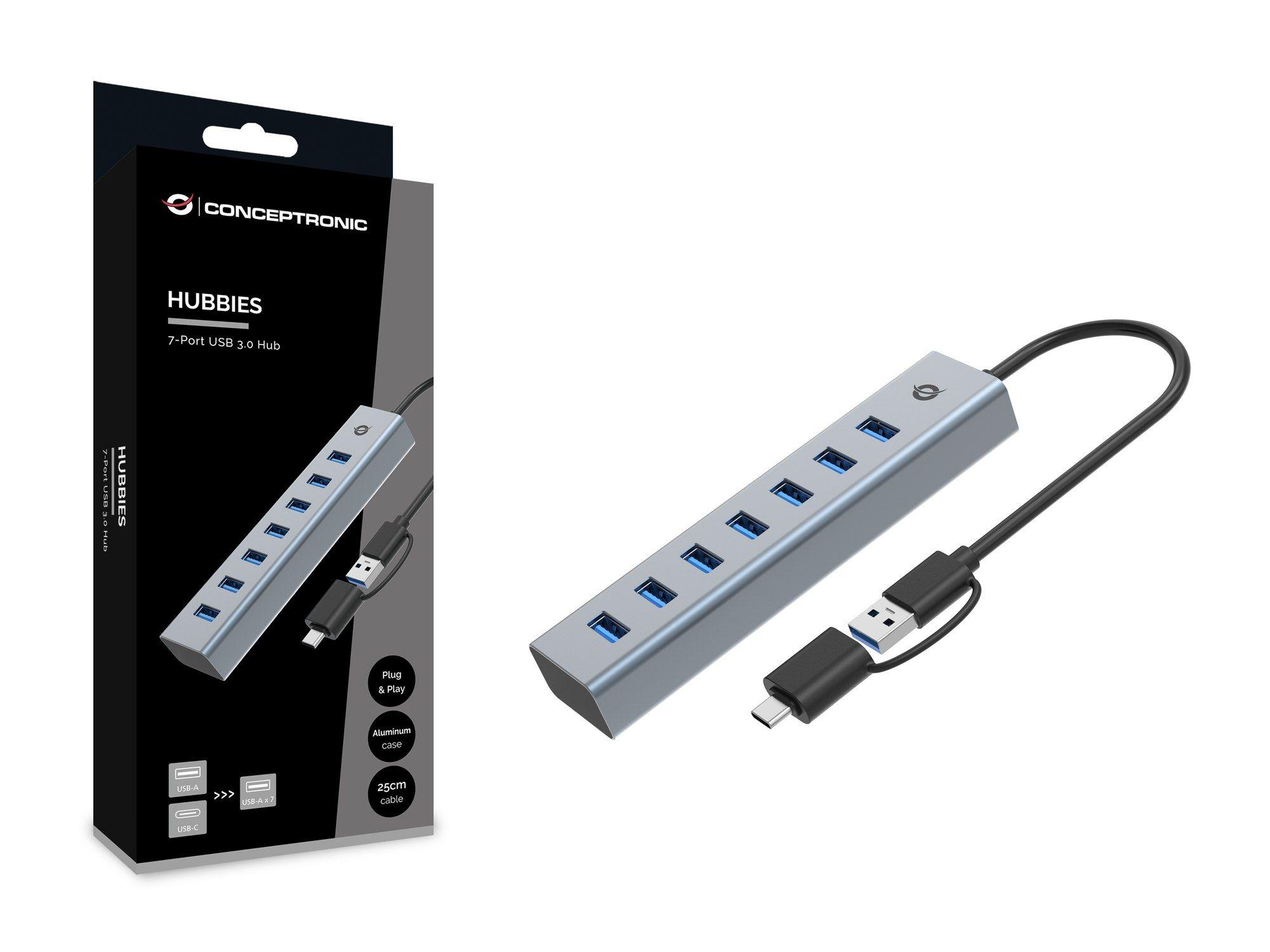 Hub USB CONCEPTRONIC HUBBIES21G (0,25 m - Cinzento) — miniatura 3
